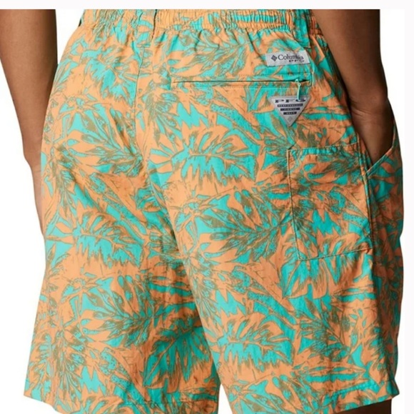 Columbia PFG Super backcast water shorts electric turquoise Hawaiian print L - Picture 2 of 10